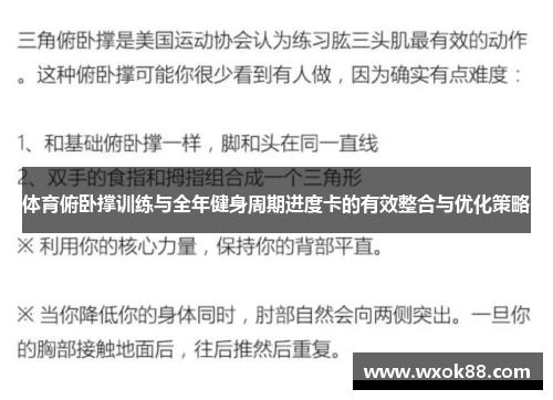 体育俯卧撑训练与全年健身周期进度卡的有效整合与优化策略